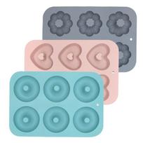 3PCS Soft 6-Cavity Donut Baking Pan Non-Stick Dessert Mold Multifunctional Bread Mold  Pastry Style C