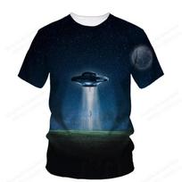 Mysterious Alien UFO Graphic T-shirt Unisex Personality Hippie Round Neck T Shirts Harajuku Trend Hip Hop Style Summer Tees XXS