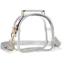 „Super Bowl“ moteriškas pečių krepšys, skaidrus „Crossbody Messenger“ rankinės, vandeniui atsparios PVC kišenės vasaros kelionėms 18x7.9x18cm sidabras