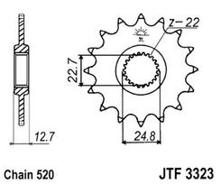 Priekinė žvaigždutė plienas JT 520 z.22 JTF3323,22