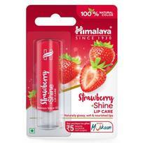 Himalaya Strawberry Shine Lip Care 4.5g Pack Of 1 – Natural Glossy Moisturizing Balm For Soft Smooth Lips With Long-Lasting Hydration red