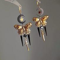 Pre-owned Moon Butterfly Tassel Ear Cuffs: Retro, Versatile, High-End Women's Jewelry