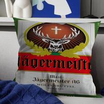 Classic Jagermeister Tin Sign Bar Pub Cushion Cover Decorative Pillow Sofa Home Decor Case Pillow Cases Peach skin 18*18(CM)-1Pcs