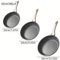 3PCS Ceramic Frying Pan Set Nonstick Healthy Cooking for Omelet & Steak Heat Resistant Handle Dishwasher Safe (Black,3PCS)