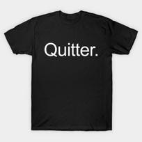 Asian Size Men Black Print T-shirt Quitter. No-Cut Print Cotton Tshirt S