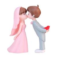 1 Pair Miniature Wedding Cake Toppers Mini Bride Groom Figurine Romantic Kissing Couple Resin Statue for Anniversaries Engagement Party Bridal Shower Size#A
