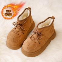 CRLAYDK Designer Women's Snow Boots Warm Fur Lined Big Toe Shoes Ankle Suede Platform Lace Up Outdoor Indoor Comfy Booties 35