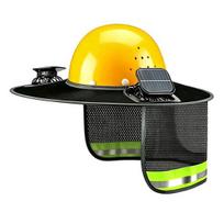 Hat Neck Shield with Fan, Ventilation Helmet Visor with Mesh Neck Design, Full Brim Sun Protection Helmet Neck Guard A juoda