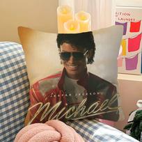 Pop Singer Michael Jackson Cushion Cover Pillow Cover Decor Pillowcase Printed Cushion Case For Couch Peach skin 18*18(CM)-1Pcs
