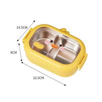 1000 ml nerūdijančio plieno pietų dėžutė Mielas geltono ančiuko dizainas Bento dėžutė studentams, vaikams, lauko stovyklavimui, iškylai Maisto konteineris beige