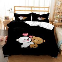 Cute Bubu Dudu Cartoon Bear Panda Duvet Cover Kawaii Bedding Sets Soft Quilt Cover And Pillowcases Single/Double/Queen/King Kids EU Single(135*200cm)3pcs