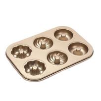 Donut Baking Pan 6-Count Carbon Steel Nonstick Donut Pan for Baking Easy Release Doughnut Molds Multifunctional Bakeware for Cakes Muffins Pies D