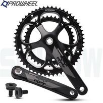 Haomeng Prowheel Square Hole 53-39T Crankset, 2x9/10 Speed Aluminum Alloy Chainring for Road/Folding Bikes RPF-521-N(2*8/9/10 Speed) 172.5MM Crank Arm black