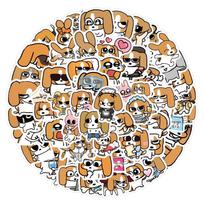 100 Cartoon Beagle Puppy Emoji Stickers for Journals, DIY Crafts, Phones, and Laptops