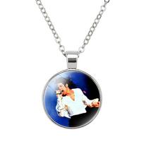 Trendy Michael Jackson Time Gem Pendant Necklace In Various Colors Spring 2022 style 11 white