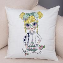 Neutral Tone Youthful Motif Cushion xcm Original Artwork Fine Linework Detail Cotton Linen Blend Home Decor 40x40cm