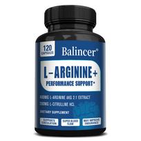 L-Arginine Plus L-Citrulline Capsules, Performance Support & Circulation Supplement, 120 Count 120PCS