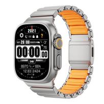 Titano Silikono Magnetinis Dirželis Apple Watch Ultra 3/2/1 49mm Series 11 10 46mm 45mm 44mm Metalo Juosta Iwatch 9 8 7 6 SE 5 Titanium Material&For Ultra 3 2 1 49mm