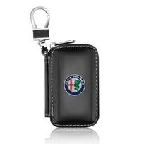 Skirta Alfa Romeo 159 147 156 166 Giulietta Giulia Mito Stelvio Brera Spider 1 vnt. Odinis emblema Automobilio raktų dėklas Raktų pakabukas Užtrauktukas Raktų dėklas Maišelis juoda