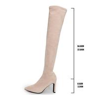Elegantiški moteriški stiletto aukštakulniai virš kelių batai Smailus pirštas Įsispiriami Ilgi Botas Mujer 2025 Rudens liekni veliūriniai šlaunų aukščio batai 35 abrikosas