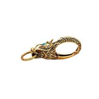 Mini Copper Dragon Ornaments Rhinestone Inlay Key Ring Pendant  Decorations Accessories Style 1