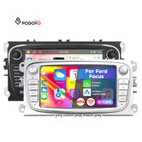Podofo 7'' 6+128GB Android Car Radio Wireless CarPlay Android Auto GPS WIFI FM RDS for Ford Focus/S-Max/Mondeo 9/Galaxy/C-Max 7" 128G 6g