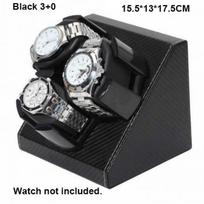 New 3-in-1 Automatic Watch Winder Carbon Fiber 15.5*13*17.5cm Bi-directional Rotation 2 Styles Black Watch Storage Display