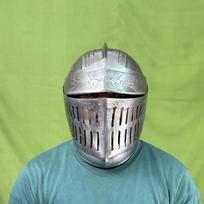 Unisex Tamsios Sielos Kario Plieninis Šalmas Elegantiškas Viduramžių Šalmas Kosplėjui, LARP Reenaktoriams gray