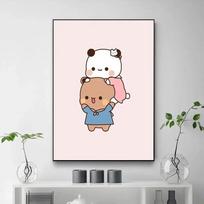 Bubu and Dudu Anime Canvas Poster  Cute Living Room Wall Art Print Home Decor Painting for Bedroom and Office Modern Aesthetic W 21cm×30cm NoFrame