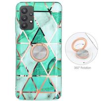 Case for Samsung Galaxy A52s A52 4G-5G - BOOLING - Turquoise Marble - Shockproof - Flexible - Ring Stand turkis