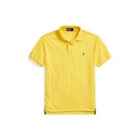 Polo Ralph Lauren SS22 Vienspalviai marškinėliai polo su siuvinėtu logotipu, trumpomis rankovėmis, vyriški viršutiniai drabužiai, geltoni MNPOKNI1N821685-700 XS yellow