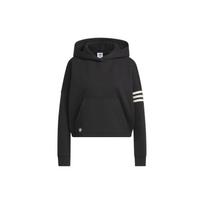 Adidas Originals Campus 00s Trefoil Stripe Print Cropped Hoodie Women Tops Black IB5922 XL