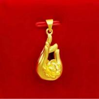 Authentic Vietnamese 999 Gold Water Wave Choker with Sand Gold Flower Pendant - Non-Fading Necklace for Women Single Large Flower Pendant