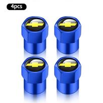 4Pcs/Set Tire Valve Caps Premium Metal Rubber Seal fit for Chevrolet Silverado Impala Malibu Equinox Cruze Camaro Blazer Aveo mėlyna