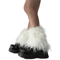 Women Furs Leg Warmer Winter Furry Long Boot Cuffs Fuzzy Shoe Cover Party Costume for Holiday Festival Performances Play 15CM balta