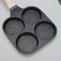Non Stick 4 Hole Egg Frying Pan Multifunctional Burger Cookware Works on Induction Gas Stove for Quick Family Breakfast Prep B