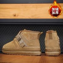 Men's Cold Resistant High Top Snow Boots Winter Plush Insulation Retro Anti Slip Cotton Shoes Outdoor Vacation Leisure Shoes24 39 chaki