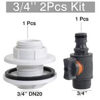 2Pcs 3/4 '' set 1Pc IBC water tank adapter+1Pcs garden irrigation nipple valve, garden automatic irrigation accessories rainwate