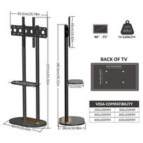 Unho Double-Pole Floor TV Stand for 45-75 Inch Flat LCD LED Screen TVs,  Floor Tv Base Stand White VESA600x400 for Bedroom