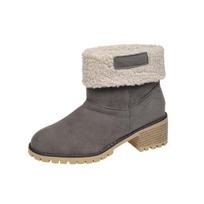 Žieminiai moteriški sniego batai Retro prabanga komfortas Ankle boots Moterys 2025 Nauji Šildantys batai Platforma Aukšti kulniukai Medvilniniai batai Moterys 36 pilka spalva