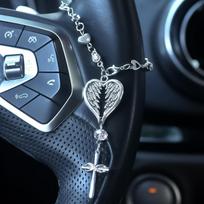 Angelo Globėjo Kryžius Automobilio Pakabukas Automobilio Vairo Pakabinamas Kryžius Globėjo Pakabukas Religinis Angelo Sparno Kryžiaus Pakabukas sidabras