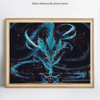 Siuvinėjimas kryželiu visiškai apvalus deimantinis paveikslas Drakonas Kalnų krištolo mozaikinis deimantinis siuvinėjimas 20X30CM blue