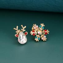 Christmas Snowflake Earrings for Women Kirsite Alloy Dangle Studs Holiday Party Jewelry Gifts