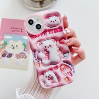 Skaidrus Wave Edge dažytas silikoninis dėklas, skirtas Xiaomi Redmi Note 10 11 12 iPhone 11 15 14 13 Samsung A54 A34 A24 Funda Flowers mielas meškiuko zuikio dangtelis Infinix Hot 10 (X682)