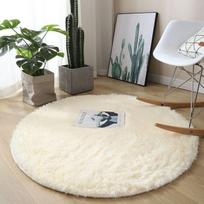 Pliušinis apvalus kilimėlis Pūkuotas baltas kilimas svetainei Minkštas namų dekoras Miegamojo vaiko kambario apdaila Salono storas krūvas kilimėlis Diameter 60cm gray