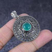 Natural Green Onyx Gemstone Handmade 925 Sterling Silver Gift Pendant 1.75  q3l95