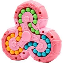Rotating Magic Bean Cube Spinner, 2 In 1 Funny Beads Puzzle Educational Toys, Stress Relief Fidget Hand Sensory Toy, Anti-Anxiety Office Desk Toys 10.5*10.5*2.6cm rožinė