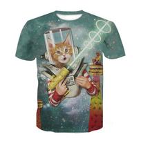 Men's Summer 3D Wolf Head Short Sleeve T-shirt Men's Large Youth Trendy Half Sleeve T-shirt S gray