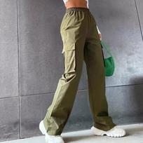 Plus Size  Women's Baggy Jogger Pants Casual Chic Straight Cargo Pants with Elastic Waist High Waist Elegant Trousers 2XL