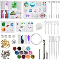 141Pcs Crystal Drip Mold Set - DIY Jewelry Earrings Pendant Silicone Molds for Epoxy Resin Keychain white